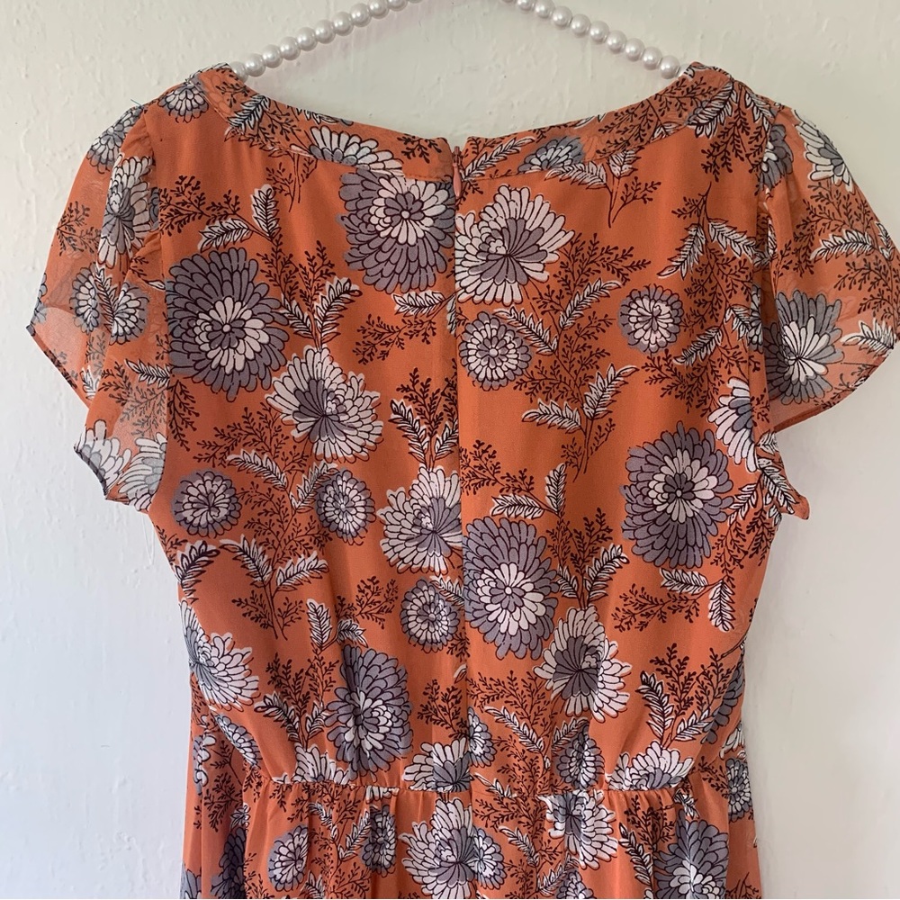 Madewell Sheer-Sleeve Button-Front Midi Dress in Gathered Blooms - Picture 12 of 14